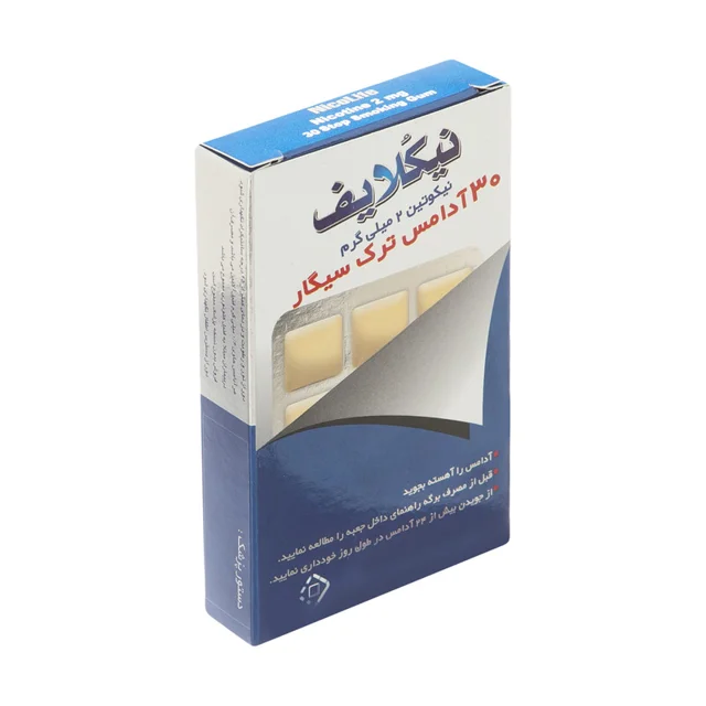آدامس ترک سیگار نیکوتین ۲ میلی گرمی نیکلایف بسته ۳۰ عددی