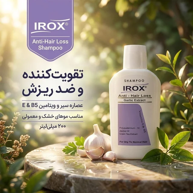 شامپو مو ایروکس مدل Anti Hair Loss با عصاره سیر، تقویت‌کننده و ضد ریزش، مناسب موهای خشک و  103006007