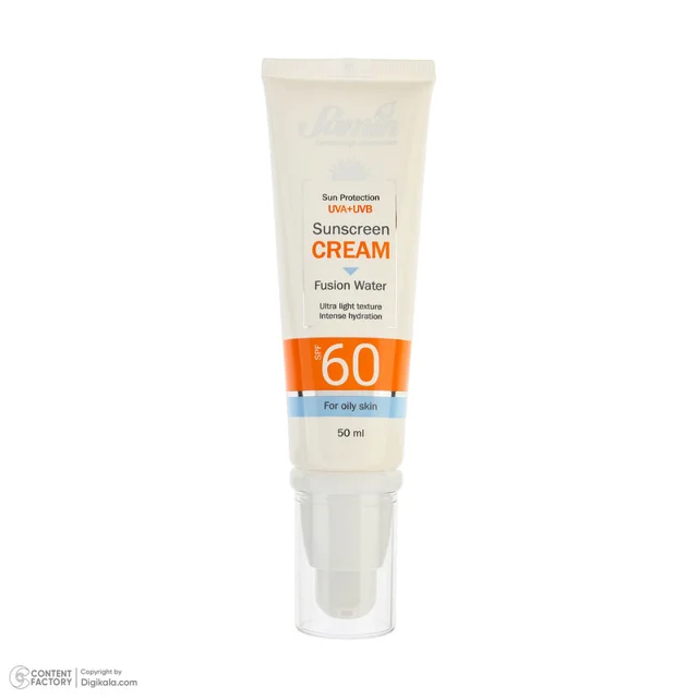 کرم ضد آفتاب بی‌رنگ صورت ثمین SPF 60 مدل Fusion Water ‌محافظ UVA ، UVB مناسب برای پوست‌های 103030310